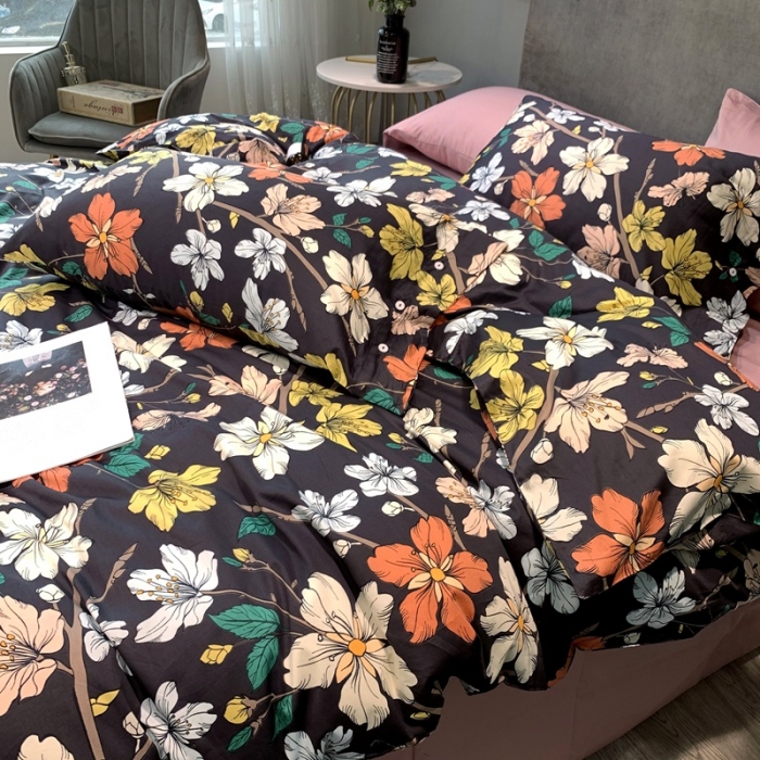 91家纺网 家纺一手货源 找家纺 优然居 2020新款60S长绒棉活性印花四件套 繁华忆梦