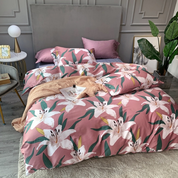 91家纺网 家纺一手货源 找家纺 优然居 2020新款60S长绒棉活性印花四件套 莱索伊