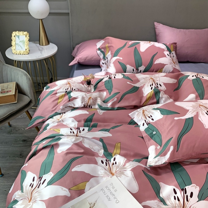 91家纺网 家纺一手货源 找家纺 优然居 2020新款60S长绒棉活性印花四件套 莱索伊