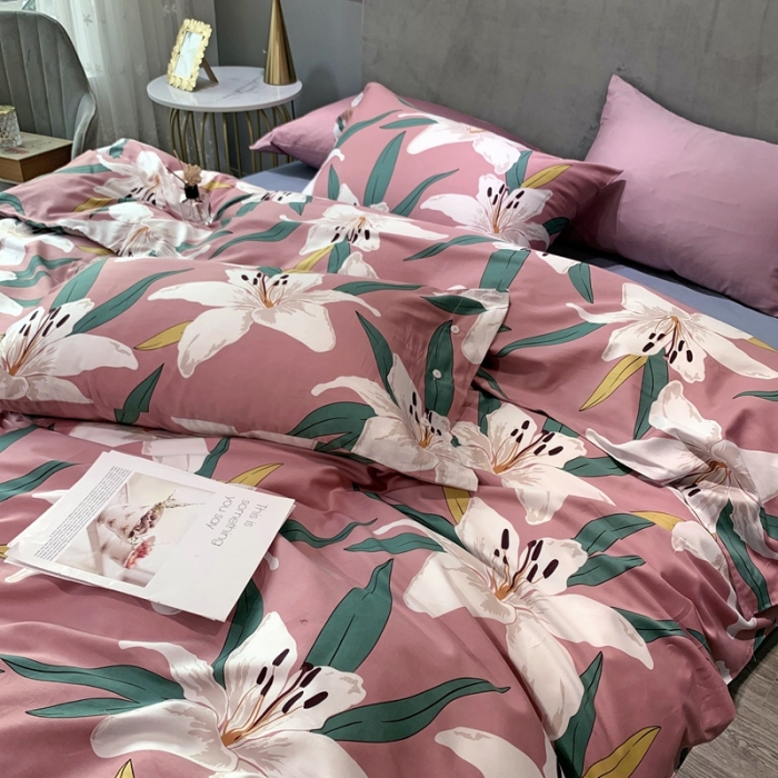 91家纺网 家纺一手货源 找家纺 优然居 2020新款60S长绒棉活性印花四件套 莱索伊