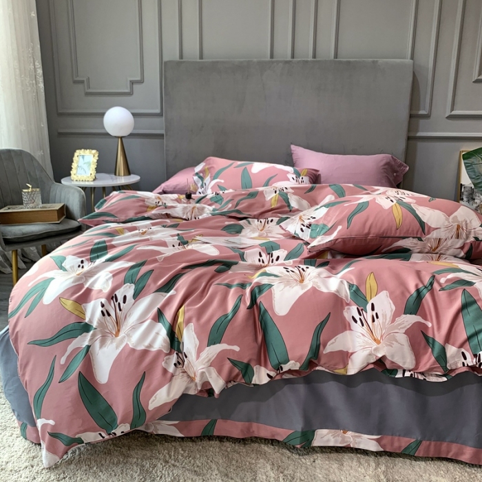 91家纺网 家纺一手货源 找家纺 优然居 2020新款60S长绒棉活性印花四件套 莱索伊