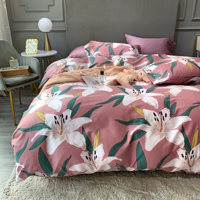 91家纺网 家纺一手货源 找家纺 优然居 2020新款60S长绒棉活性印花四件套 莱索伊