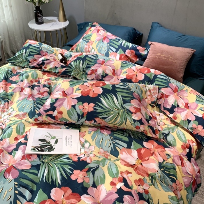 91家纺网 家纺一手货源 找家纺 优然居 2020新款60S长绒棉活性印花四件套 摩洛斯