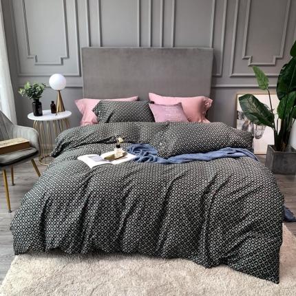 91家纺网 家纺一手货源 找家纺 优然居 2020新款60S长绒棉活性印花四件套 永恒绿