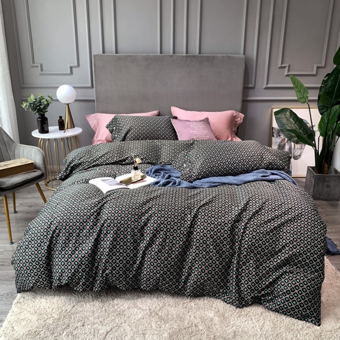 91家纺网 家纺一手货源 找家纺 优然居 2020新款60S长绒棉活性印花四件套 永恒绿