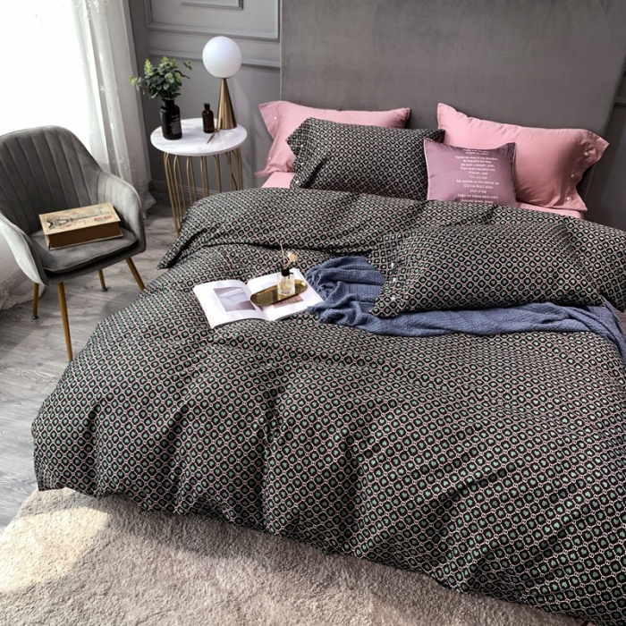 91家纺网 家纺一手货源 找家纺 优然居 2020新款60S长绒棉活性印花四件套 永恒绿