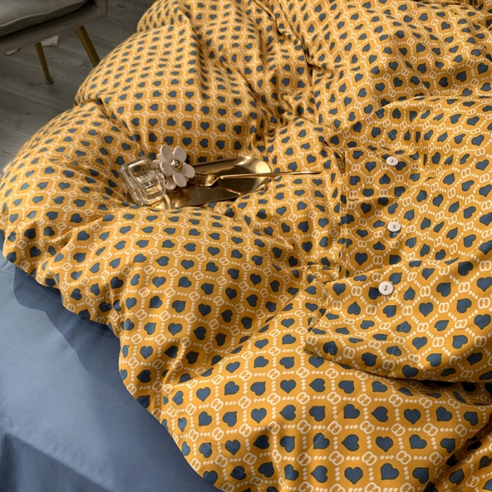 91家纺网 家纺一手货源 找家纺 优然居 2020新款60S长绒棉活性印花四件套 永恒黄