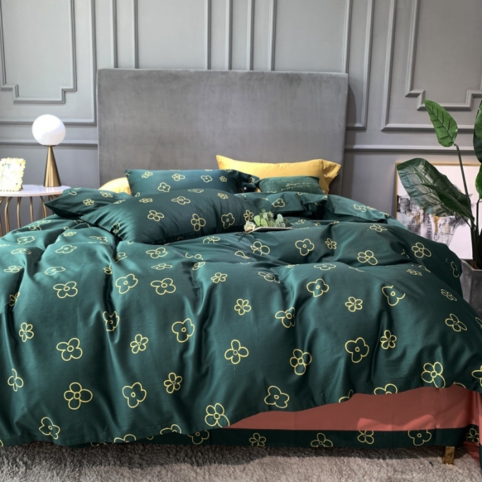 91家纺网 家纺一手货源 找家纺 优然居 2020新款60S长绒棉活性印花四件套 小雪花