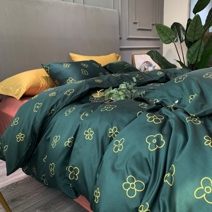 91家纺网 家纺一手货源 找家纺 优然居 2020新款60S长绒棉活性印花四件套 小雪花