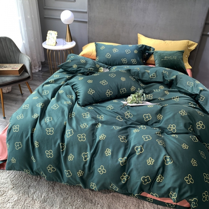 91家纺网 家纺一手货源 找家纺 优然居 2020新款60S长绒棉活性印花四件套 小雪花