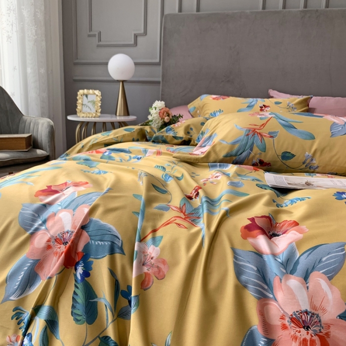 91家纺网 家纺一手货源 找家纺 优然居 2020新款60S长绒棉活性印花四件套 韦尔曼