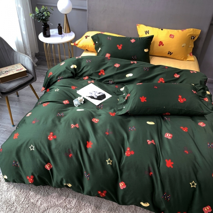 91家纺网 家纺一手货源 找家纺 优然居 2020新款60S长绒棉活性印花四件套 安宝乐绿色