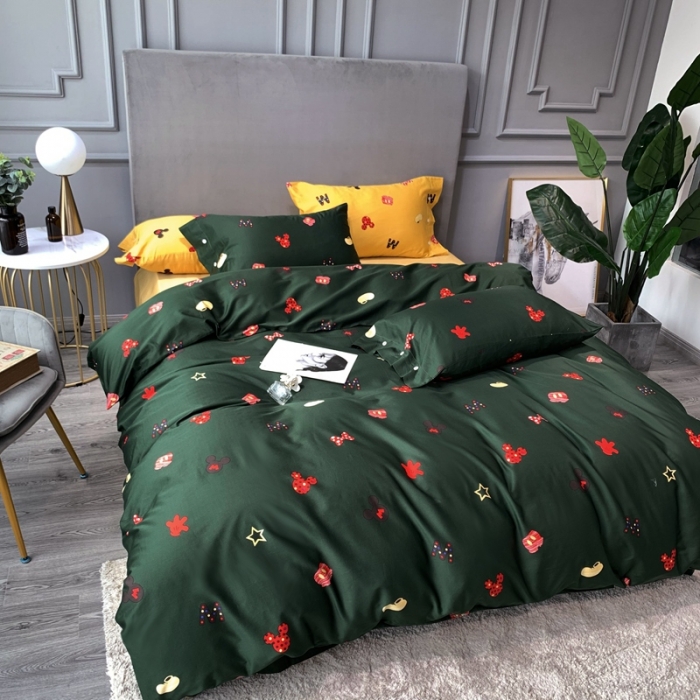 91家纺网 家纺一手货源 找家纺 优然居 2020新款60S长绒棉活性印花四件套 安宝乐绿色