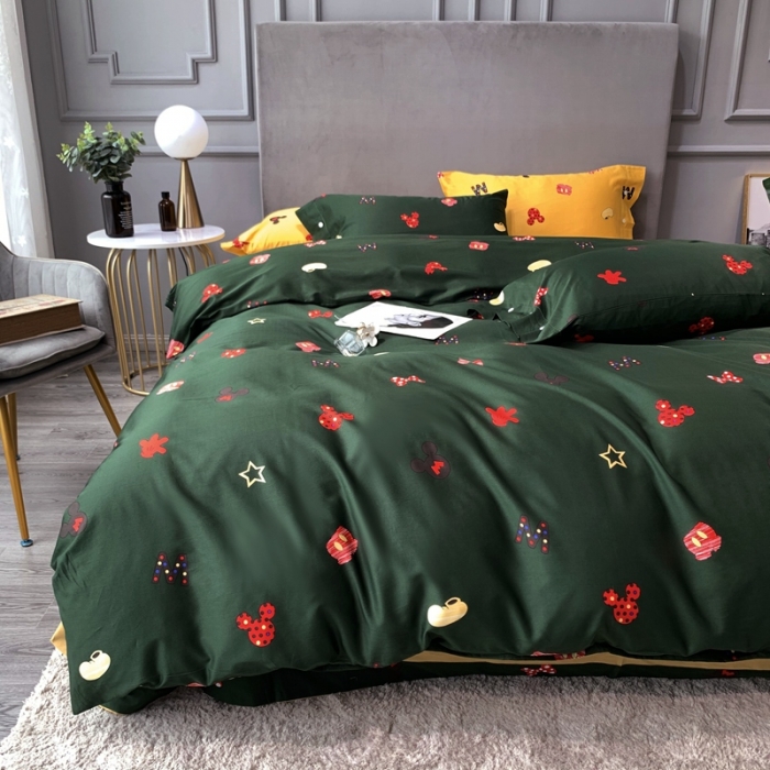 91家纺网 家纺一手货源 找家纺 优然居 2020新款60S长绒棉活性印花四件套 安宝乐绿色