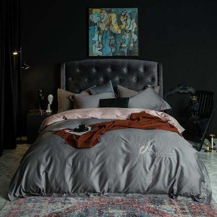 91家纺网 家纺一手货源 找家纺 澳萝拉 2020新款60支长绒棉四件套 绅士灰