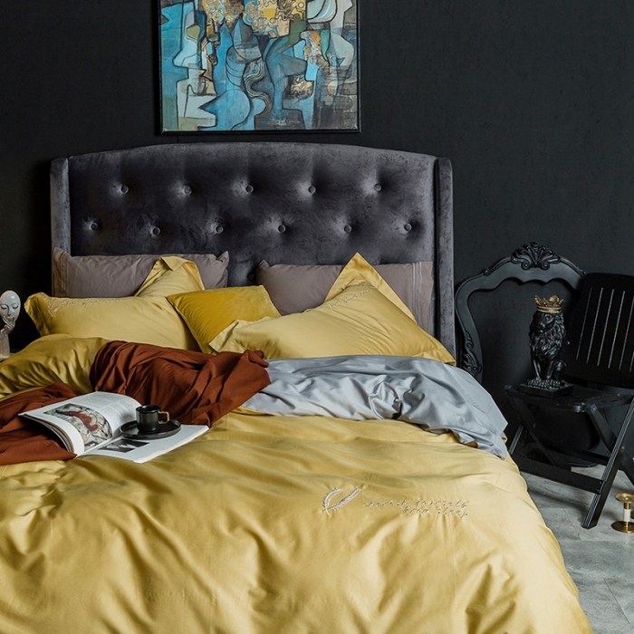 91家纺网 家纺一手货源 找家纺 澳萝拉 2020新款60支长绒棉四件套 柠檬黄