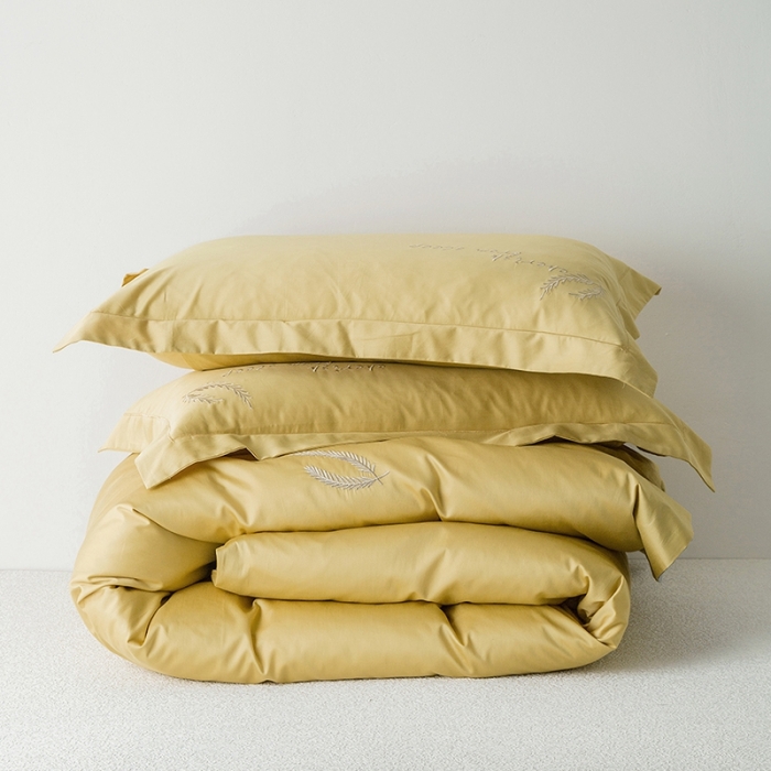 91家纺网 家纺一手货源 找家纺 澳萝拉 2020新款60支长绒棉四件套 柠檬黄