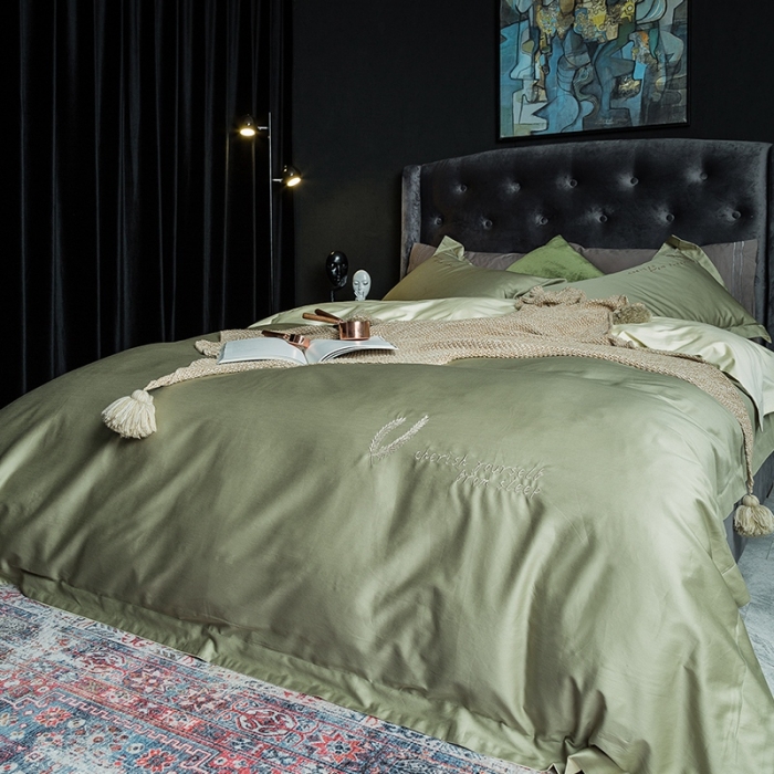 91家纺网 家纺一手货源 找家纺 澳萝拉 2020新款60支长绒棉四件套 牛油果