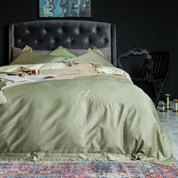 91家纺网 家纺一手货源 找家纺 澳萝拉 2020新款60支长绒棉四件套 牛油果