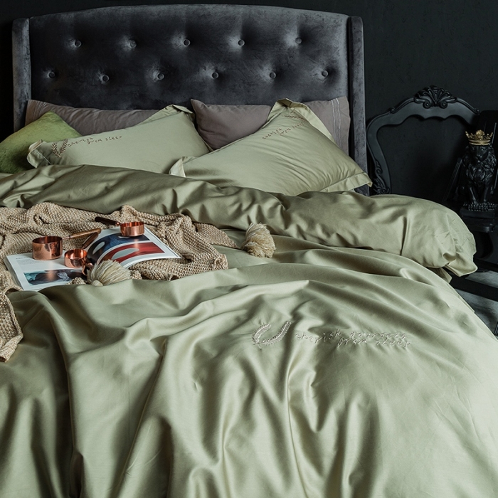 91家纺网 家纺一手货源 找家纺 澳萝拉 2020新款60支长绒棉四件套 牛油果