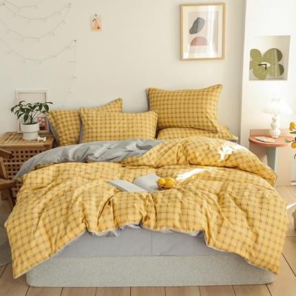 91家纺网 家纺一手货源 找家纺 （总）澳萝拉 2020新款13372全棉滚边格子款四件套