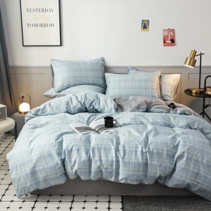 91家纺网 家纺一手货源 找家纺 澳萝拉 2020新款13372全棉滚边格子款四件套 绅士格