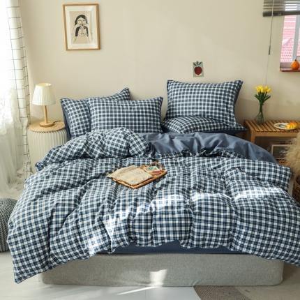 91家纺网 家纺一手货源 找家纺 澳萝拉 2020新款13372全棉滚边格子款四件套 学院格