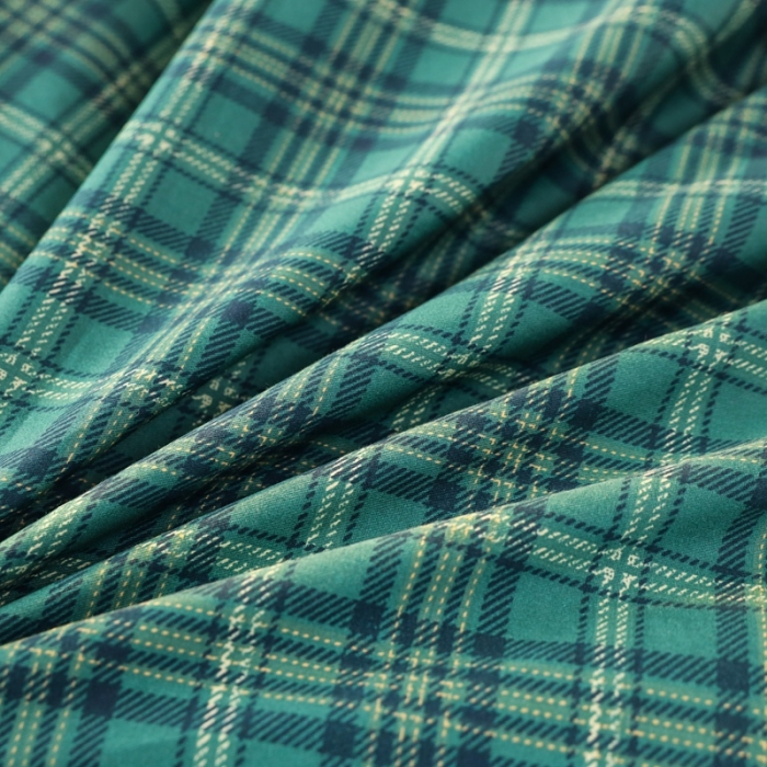 91家纺网 家纺一手货源 找家纺 澳萝拉 2020新款13372全棉滚边格子款四件套 墨绿格