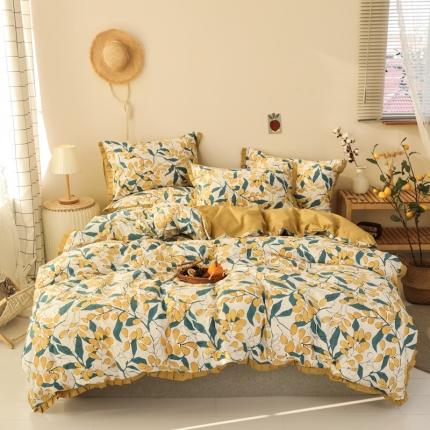 91家纺网 家纺一手货源 找家纺 澳萝拉 2020新款13372全棉花边碎花款四件套 淮南