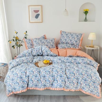 91家纺网 家纺一手货源 找家纺 （总）澳萝拉 2020新款13372全棉花边碎花款四件套