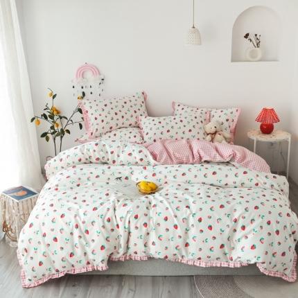 91家纺网 家纺一手货源 找家纺 （总）澳萝拉 2020新款13372全棉花边碎花款四件套