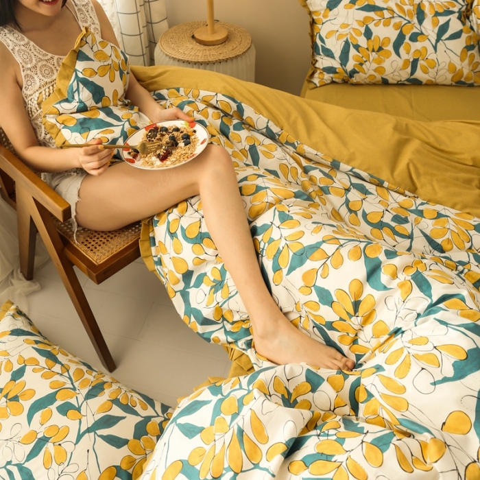 91家纺网 家纺一手货源 找家纺 澳萝拉 2020新款13372全棉花边碎花款四件套 淮南