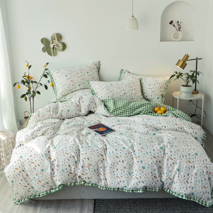 91家纺网 家纺一手货源 找家纺 澳萝拉 2020新款13372全棉花边碎花款四件套 清恬