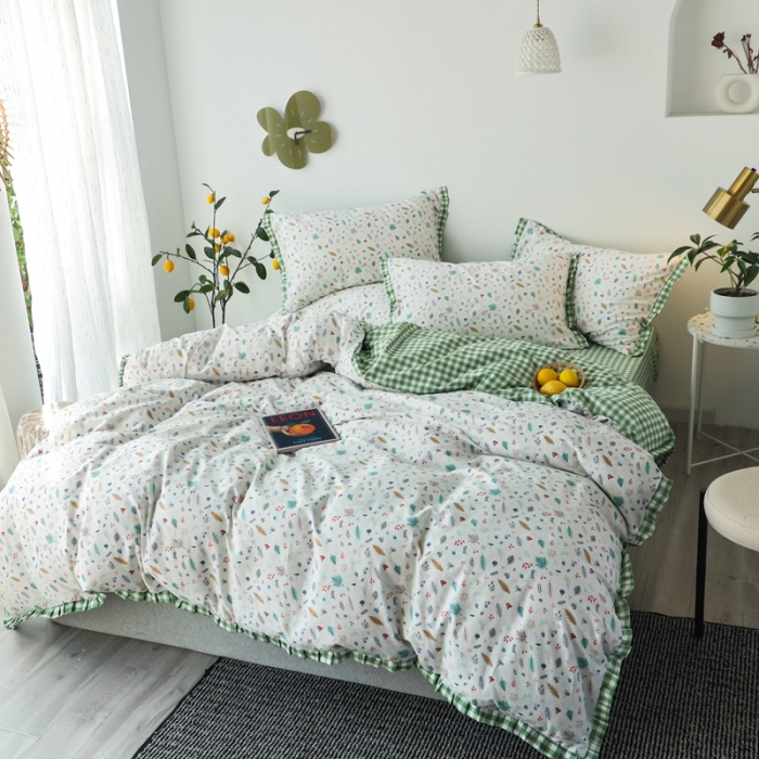 91家纺网 家纺一手货源 找家纺 澳萝拉 2020新款13372全棉花边碎花款四件套 清恬