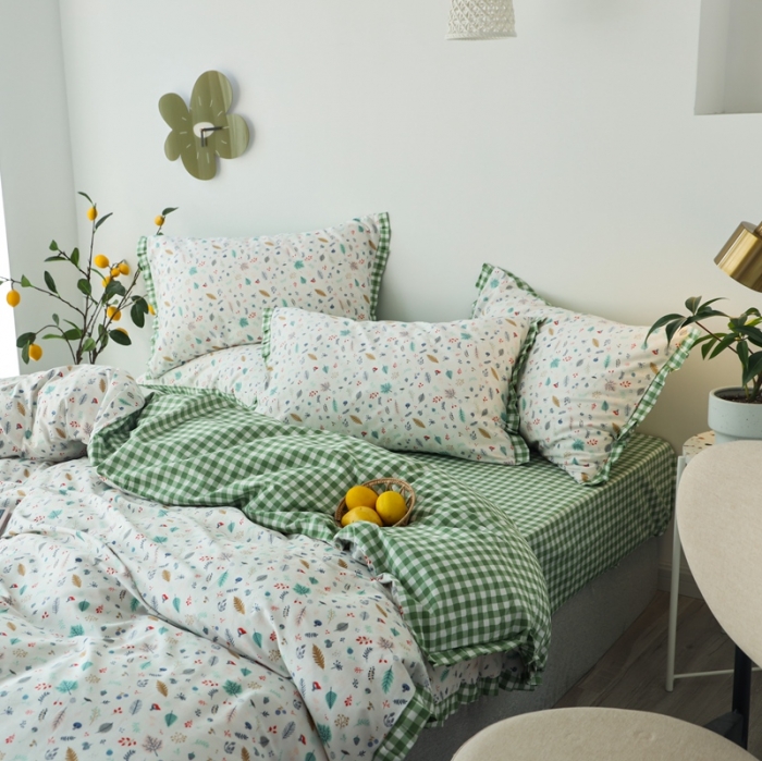 91家纺网 家纺一手货源 找家纺 澳萝拉 2020新款13372全棉花边碎花款四件套 清恬