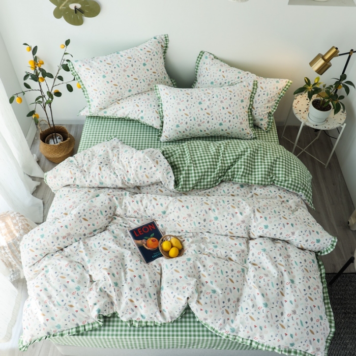 91家纺网 家纺一手货源 找家纺 澳萝拉 2020新款13372全棉花边碎花款四件套 清恬