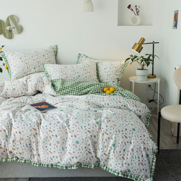 91家纺网 家纺一手货源 找家纺 澳萝拉 2020新款13372全棉花边碎花款四件套 清恬