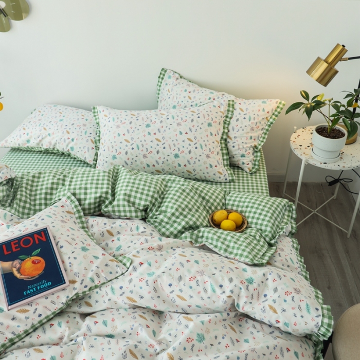 91家纺网 家纺一手货源 找家纺 澳萝拉 2020新款13372全棉花边碎花款四件套 清恬