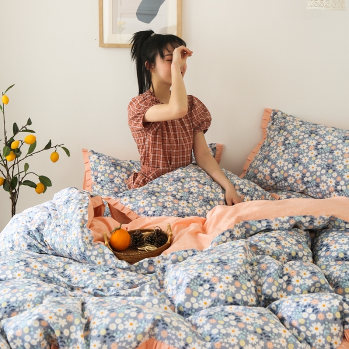 91家纺网 家纺一手货源 找家纺 澳萝拉 2020新款13372全棉花边碎花款四件套 若梦