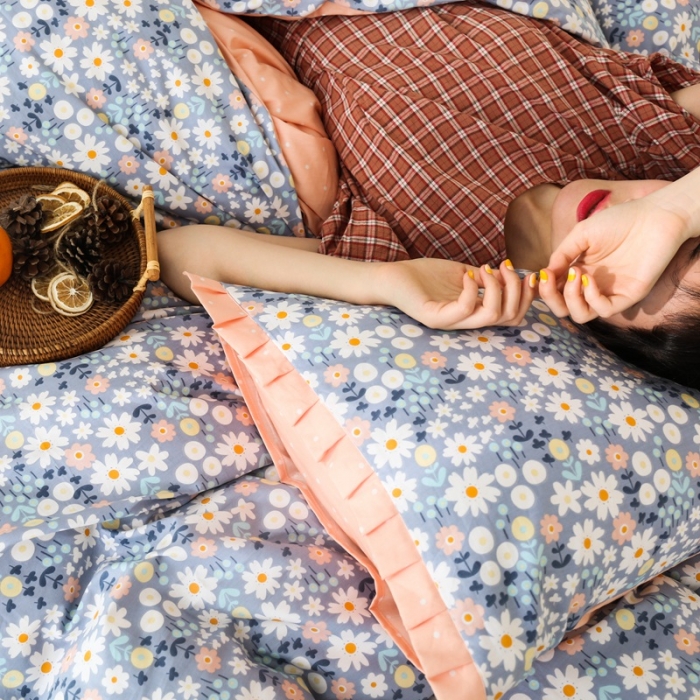 91家纺网 家纺一手货源 找家纺 澳萝拉 2020新款13372全棉花边碎花款四件套 若梦