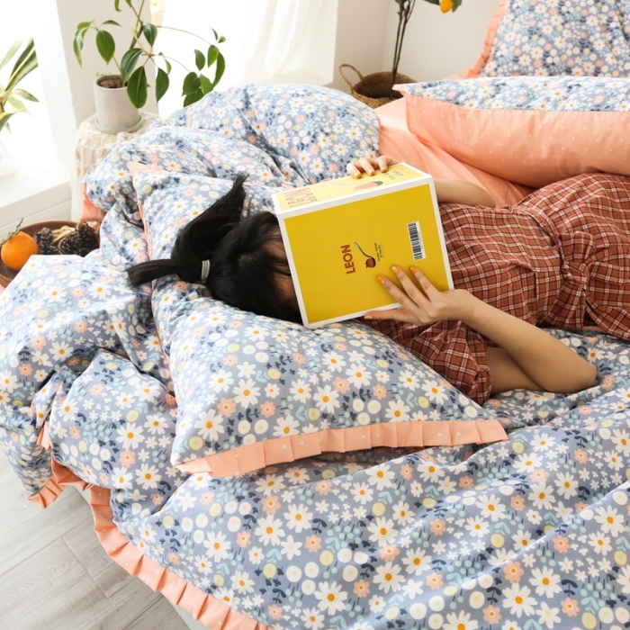 91家纺网 家纺一手货源 找家纺 澳萝拉 2020新款13372全棉花边碎花款四件套 若梦