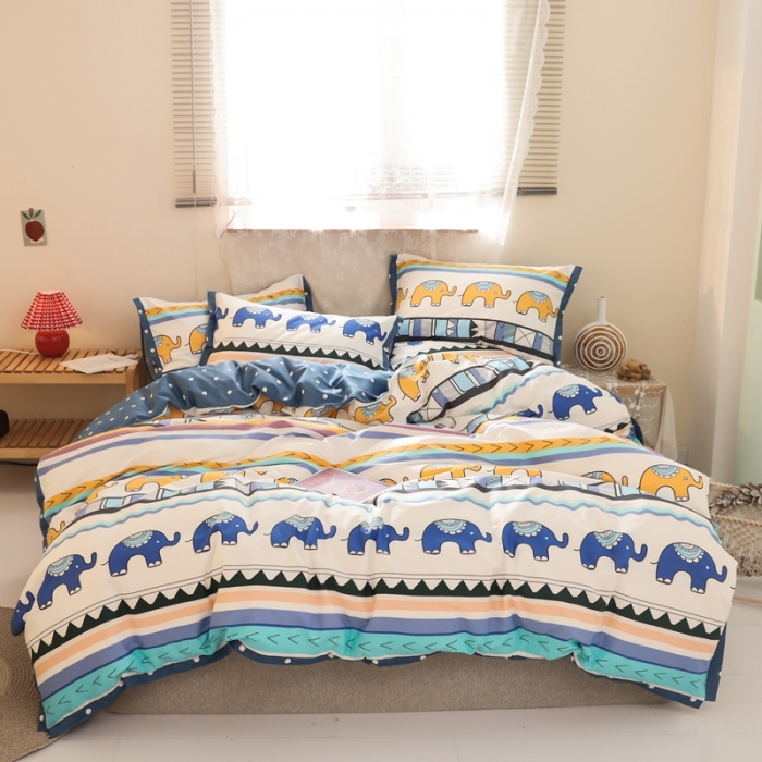 91家纺网 家纺一手货源 找家纺 澳萝拉 2020新款13372全棉花边碎花款四件套 元素小象