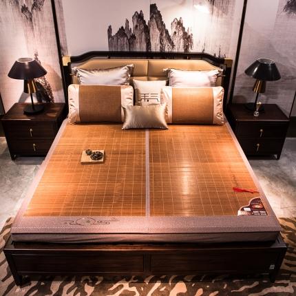 91家纺网 家纺一手货源 找家纺 雨洋 2025新款提花双面夏凉竹席 富贵一生花型1