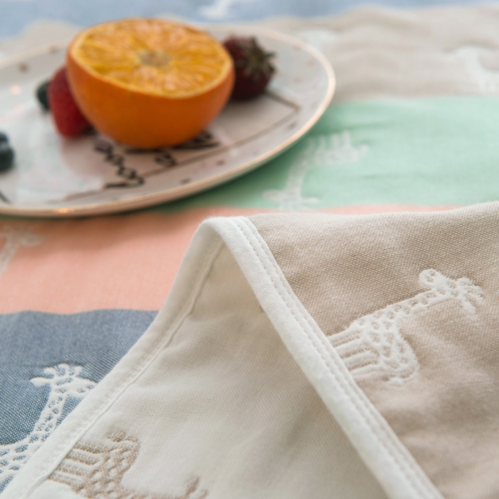 91家纺网 家纺一手货源 找家纺 朴尔 2020新款六层纱布毛巾被 长颈鹿