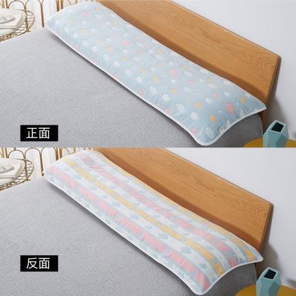 91家纺网 家纺一手货源 找家纺 （总）爱港 2023新款全棉纱布枕巾双人情侣长枕巾 小蘑菇