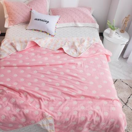 91家纺网 家纺一手货源 找家纺 朴尔 2020新款六层纱布毛巾被 小雏菊-粉