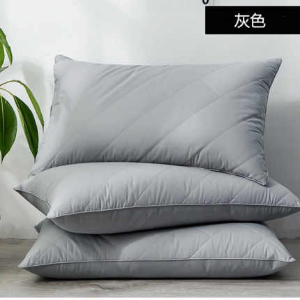 91家纺网 家纺一手货源 找家纺 全棉绗缝大格子枕头 羽丝绒枕芯 高中低枕