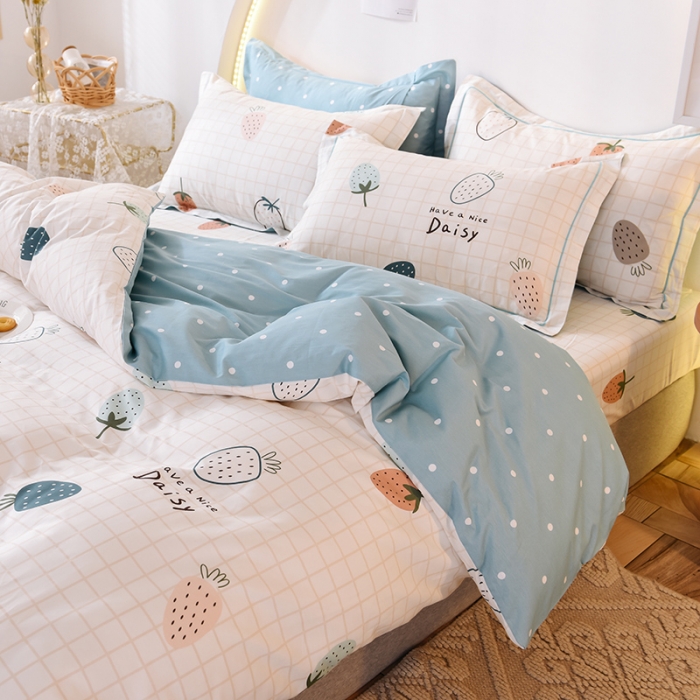 91家纺网 家纺一手货源 找家纺 甜之梦 2025新款13372全棉四件套 格子草莓