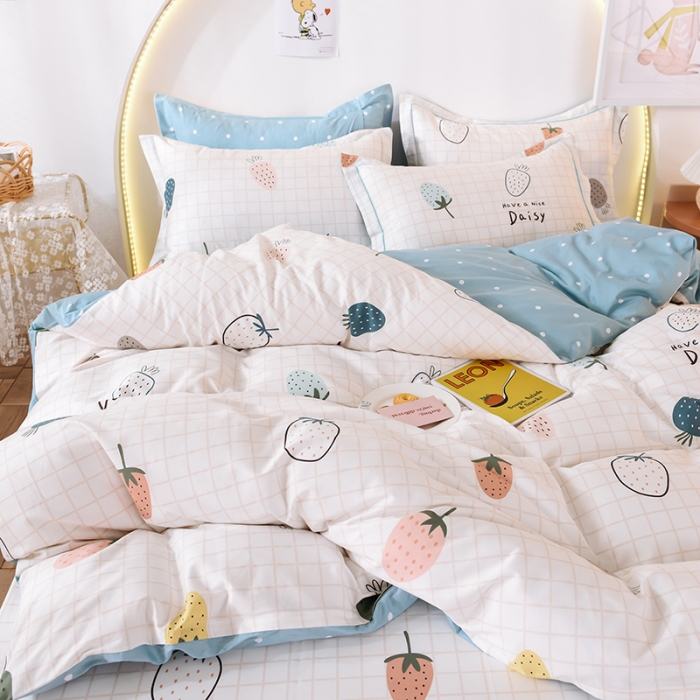 91家纺网 家纺一手货源 找家纺 甜之梦 2025新款13372全棉四件套 格子草莓