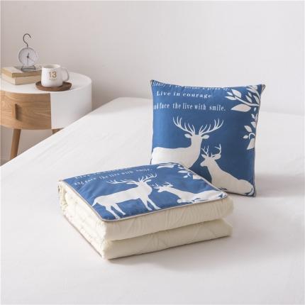 91家纺网 家纺一手货源 找家纺 博笔熊 2020新款短毛绒抱枕被 情侣鹿